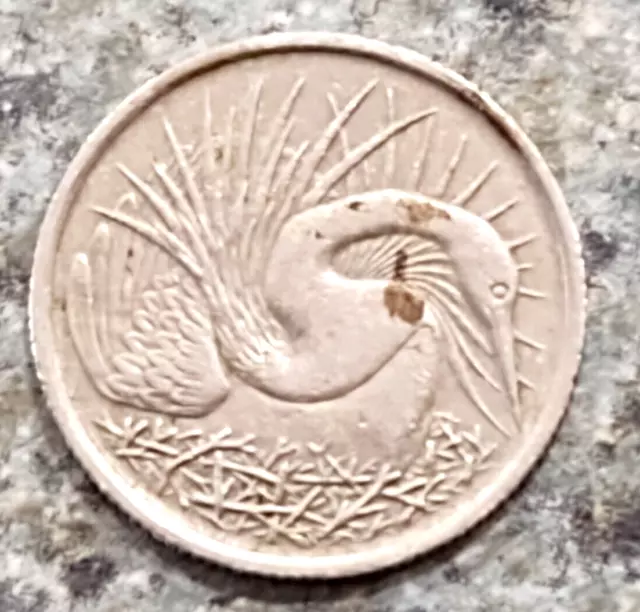 Singapore 5 Cents Coin from 1967!  Free Shipping!  Nice!