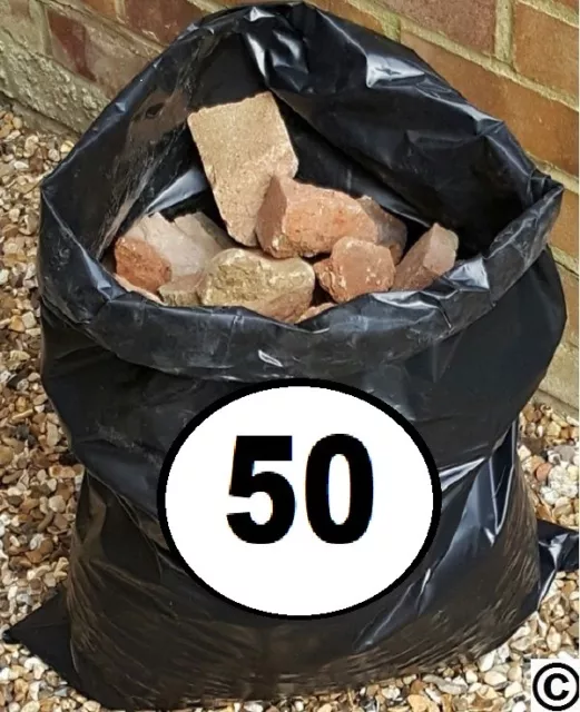 50 x EXTRA STRONG HEAVY DUTY *  BLACK*  RUBBLE BAGS/SACKS.  30 kg High Strength