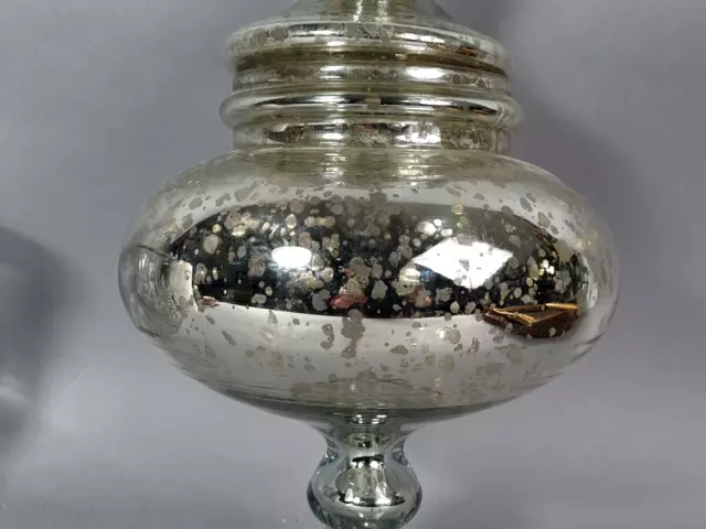 Ancien très grand pot couvert en verre églomisé 49x24 cm Belle condition 3