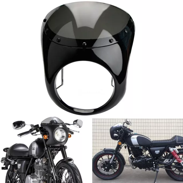 Moto Fumée 7" phare Carénage guidon Pare-Brise Pour Honda Café Racer Suzuki