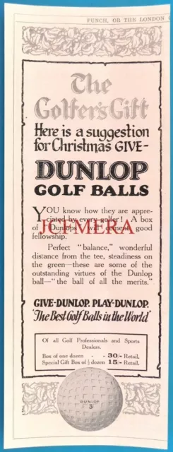 'DUNLOP' Golf Balls Advert - Vintage 1923 Print