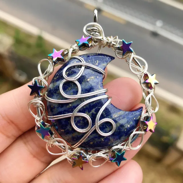 Lapis Lazuli Gem Tree Of Life Water-Drop Necklace Chakra Reiki Healing Amulet