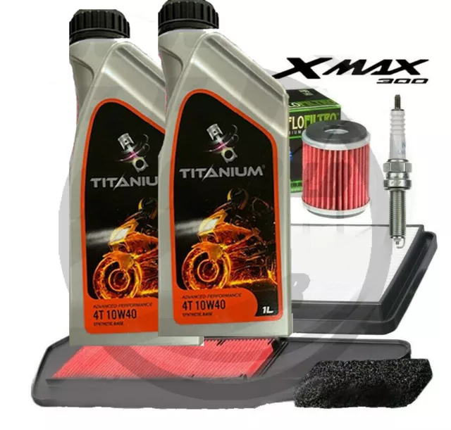 Kit Tagliando Olio Titanium/10W40 Filtri/Candela 300 Yamaha Xmax/300 2017 2018