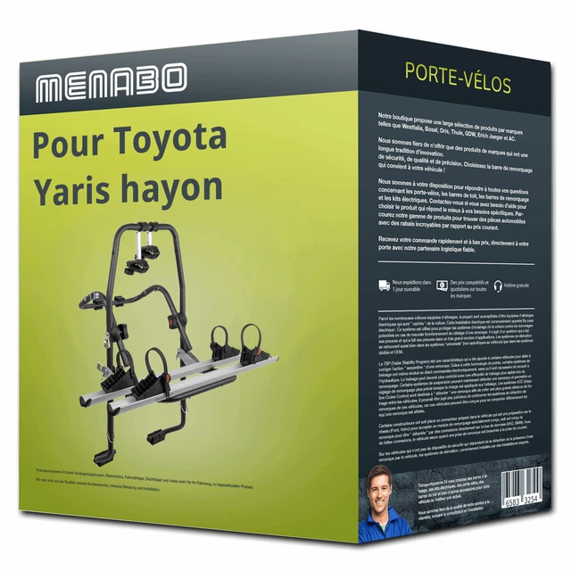 Porte-vélos Sur Hayon Menabo Stand Up 2 – Pour 2 Vélos, Noir, Homologué – Neuf