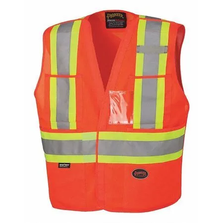 PIONEER V1020951U-L/XL Safety Vest,Tear-Away,Hi-Vis Orange,L/XL