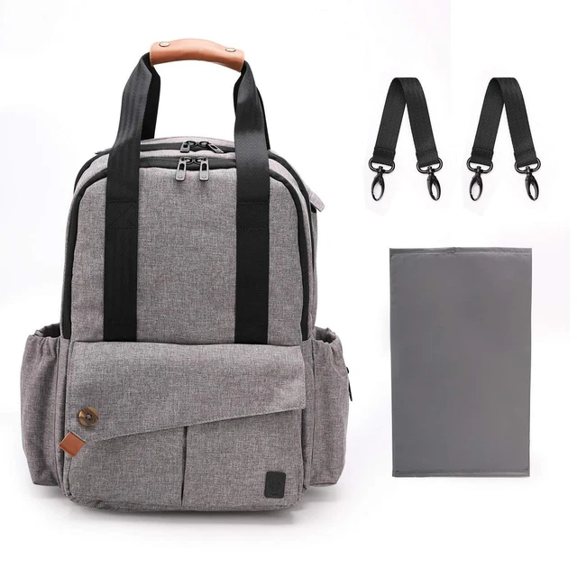 Ferlin Backpack Diaper Bag Gray Unisex with Top Handle Stroller Straps DEALS