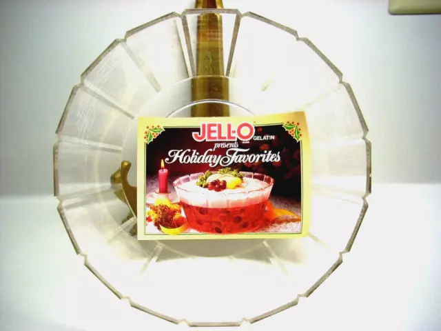Jell-O Gelatin Clear Faceted Plastic Bowl For All Seasons With Recipe Book Used