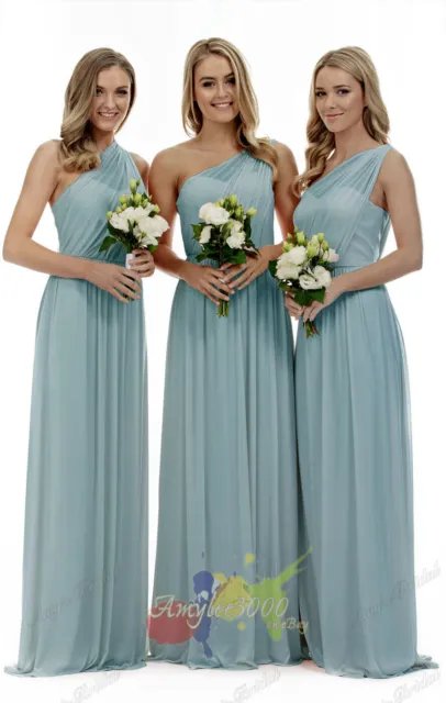Chiffon One shoulder Long Evening Formal Party Ball Gown Prom Bridesmaid Dresses 3