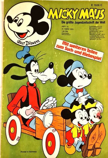 Micky Maus Comic Heft Nr.13  Z 2 mit Beilage Bärental Figuren 1973 (121)