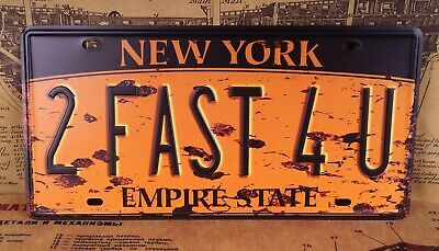 Vintage Metal Tin Sign NEW YORK EMPIRE STATE License Plate HOME BAR DECOR Poster