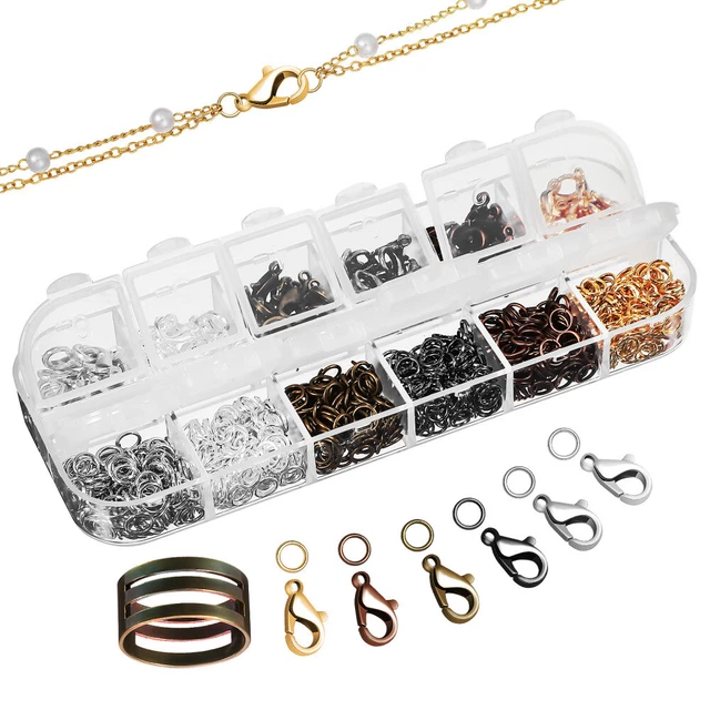 1 Set Schmuck-Findungsset, offene Biegeringe, Karabinerverschlüsse,