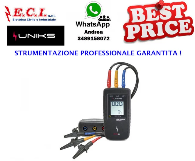 Tester Rotazione Fasi Trifase - Per Elettricisti, Gamma 60V-600V AC, Con Cicalino E Morsetti A Coccodrillo - Foto 3