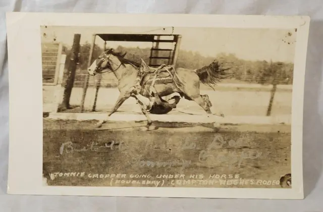 Vintage 1940s Tommy Cropper Trick Circus Horse Rider Signed Photo Rodeo