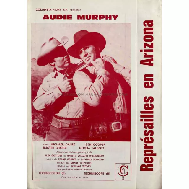 REPRESAILLES EN ARIZONA Dossier de presse 4p - 16x24 cm. - 1965 - Audie Murphy,