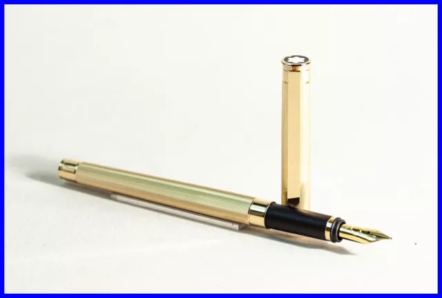 GOLD plated fine Pin Stripe MONTBLANC NOBLESSE  Fountain Pen Nib 18K 750 Size F