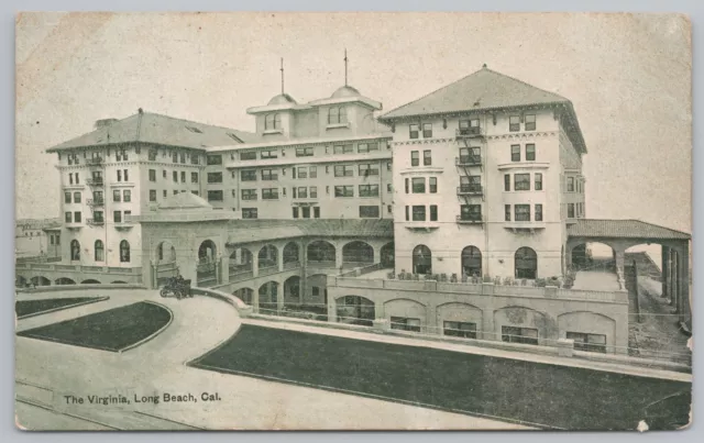 Virginia Hotel Entrance View~B&W Photo~Portes-Cochères~Long Beach CA~Vintage PC