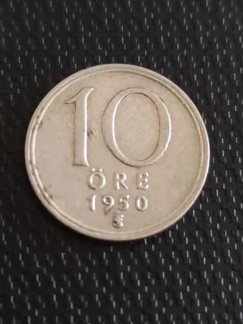 Pièce de monnaie Suède 10 öre 1950 Gustaf V   en argent