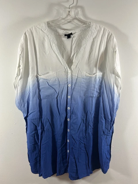 Torrid Women’s Blue White Cap Sleeve Dip Dye Top SZ 2X 18-20