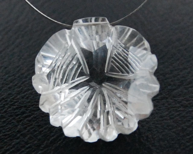 BIG AAA Natural Crystal Hand Carved Bead Pendant Focal Point 14.5mm.