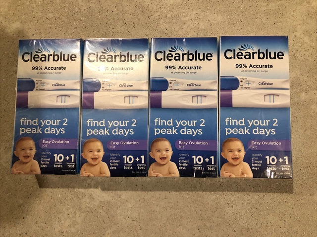 4 cajas kit de inicio completo de ovulación Clearblue 10 pruebas de ovulación embarazo