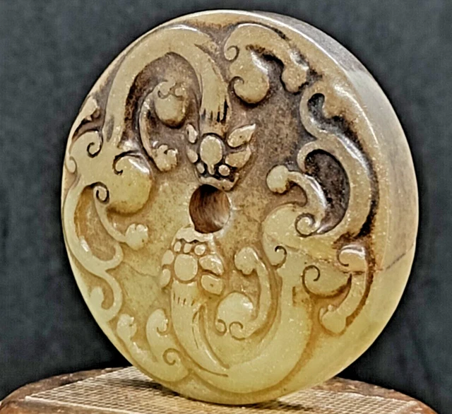 CHINO TALLADO A Mano Lotus Flor Hetian Blanco Jade Amuletos Colgante
