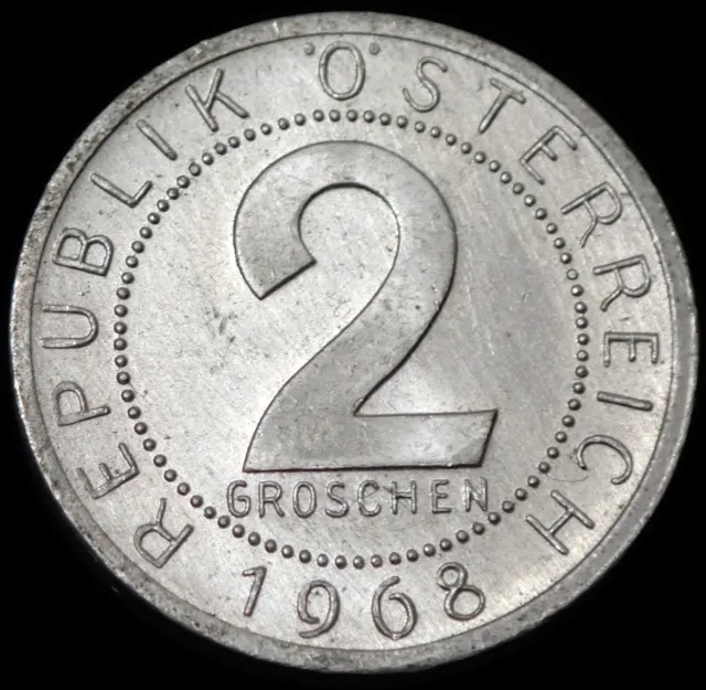 Austria 2 Groschen 1968 Aluminium Coin WCA 6825