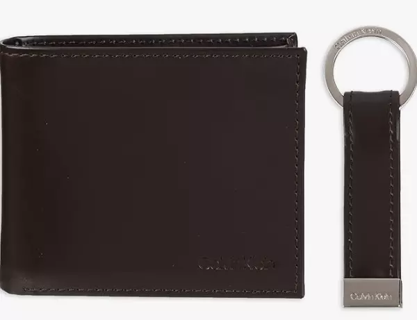 Calvin Klein Wallet Ck Mens Leather Bifold Id Wallet Key Fob RFID Black