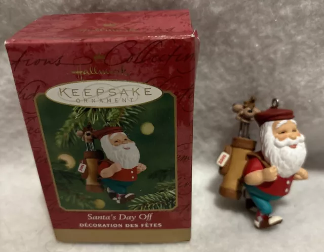 Vintage 2001 Hallmark Keepsake Ornament -' Santa's Day Off'  Golf - Handcrafted