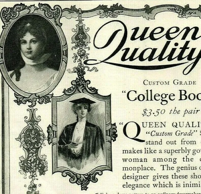 1905 Queen Victorian Lady's Photos Framed COLLEGE BOOTS Shoes Engraved Ad 4048
