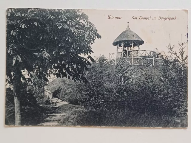 Wismar i. Meckl., Am Tempel im Bürgerpark, alte Ansichtskarte von1913
