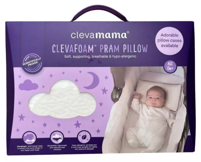 **ClevaMama ClevaFoam Supporting Baby Pram Pillow - Suitable From Birth - BNIB**