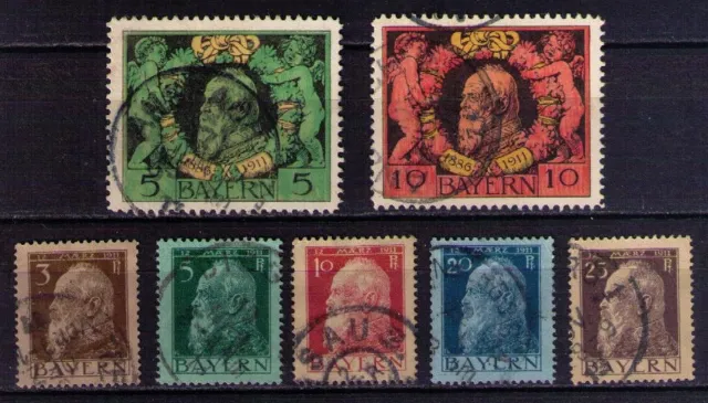 Briefmarken Altdeutschland kl. Lot „Bayern“ 1911 / 12, gest.