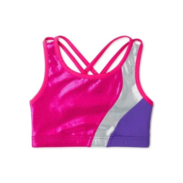 Danskin Now Size XL 14-16 Pink Foil Athletic Athleisure Sports Bra Top / Girls