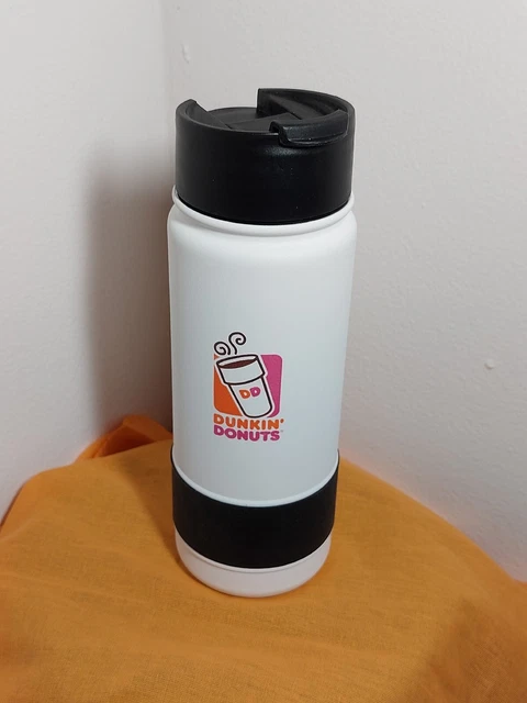 Dunkin Donuts 18oz Insulated Steel Travel Mug/Tumbler White with Black Band