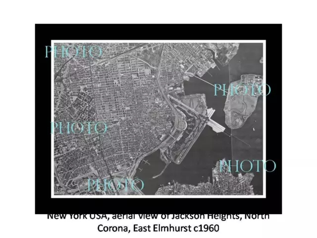 OLD POSTCARD SIZE PHOTO NEW YORK USA AERIAL VIEW CORONA ELMHURST J/H c1960
