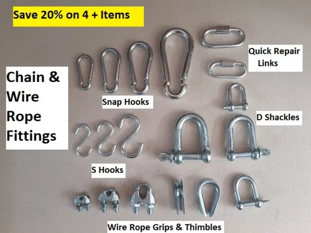 Dee D Shackles, Snap Hooks, Rope Grips, Thimbles, Repair Links - CHAIN FITTINGS