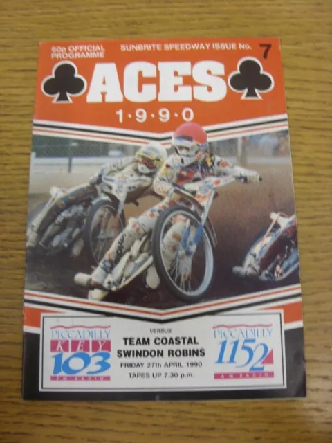 27/04/1990 Speedway Programme: Belle Vue v Team Costal Swindon Robins (results/r