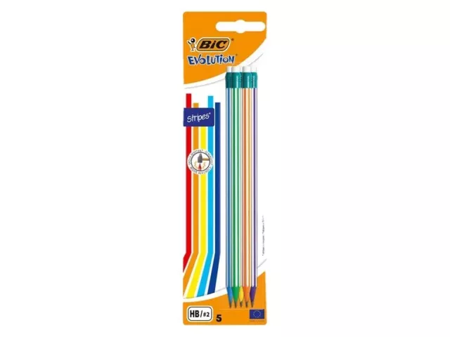 BIC Evolution holzfreier Bleistift mit Radierer 5er-Set,