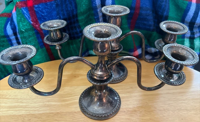 Antique Rogers Sterling Silver Candelabra with Weighted Base Candle Holders 1901