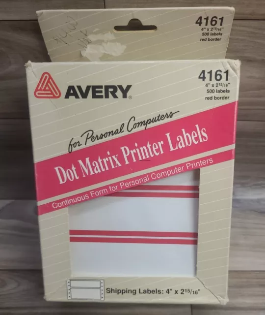 Vintage Avery 4" x 2.9" Shipping Labels 4161 — Dot Matrix Printer Red Border NOS