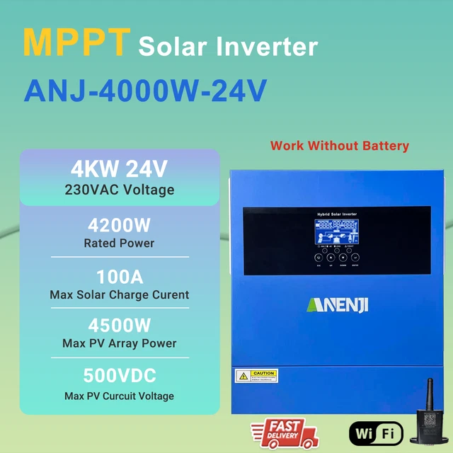 4200W SOLAR INVERTER Off-Grid Hybrid MPPT 100A Pure Sine Wave 24V 220V ...