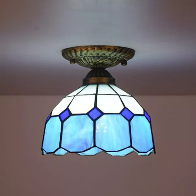Tiffany Flush Mount Ceiling Light Dome Shade Chandelier Light Porch Home Light