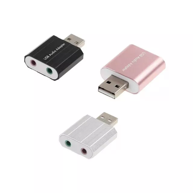 External USB Sound Card Adapter Virtual 7.1 Ch 3D Audio 3.5mm for PC Mac Laptop