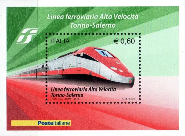 2010 italia repubblica Foglietti Ferrovia Alta Velocità Torino - Salerno