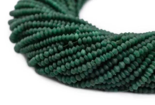 Tiny Emerald Green Serpentine Heishi Beads 2.5mm Afghanistan Gemstone