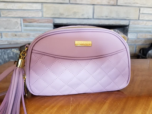 Joy Mangano & Iman Quilted Leather Crossbody/Purse, RFID, lilac