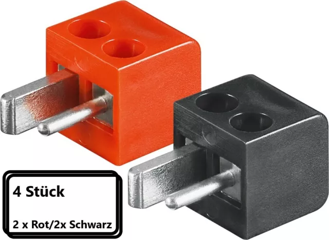 4x Lautsprecher Stecker Mini DIN Winkel 2x Rot 2x Schwarz schraubbar KFZ 11250