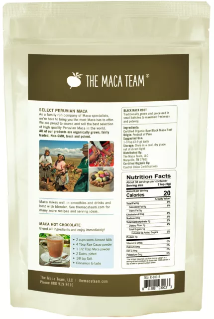 Black Maca Powder - Raw, Organic, Fresh Harvest From Peru - 8 oz 25 servings 2