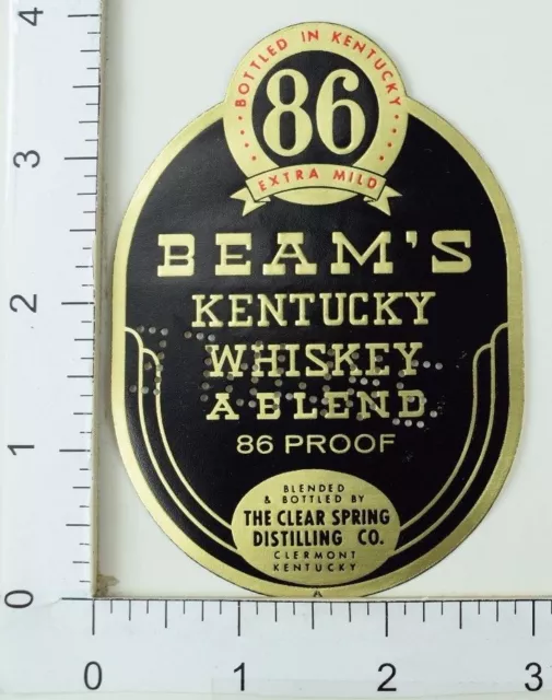 1950's-60's Vintage Beam's Extra Mild Whiskey A Blend Sample Label Bottle