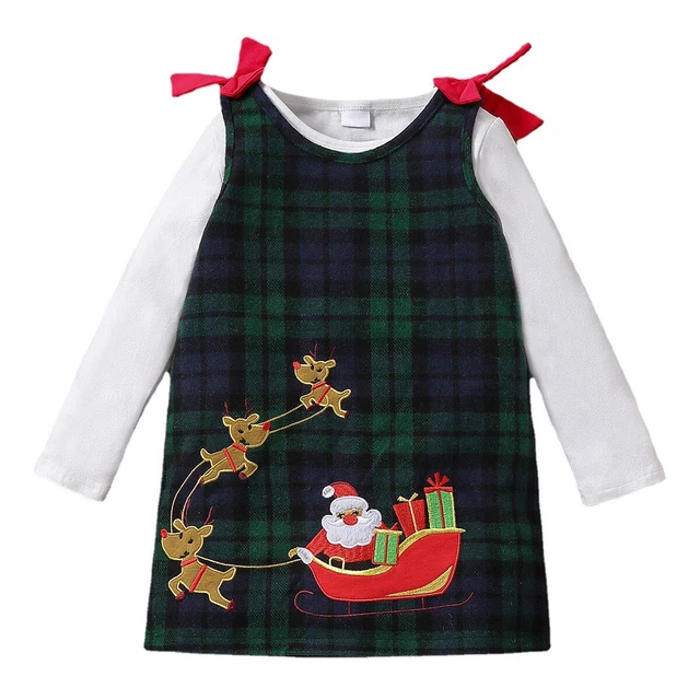 Abito natalizio per bambine bambina con pagliaccio manica lunga gonna abiti di Natale